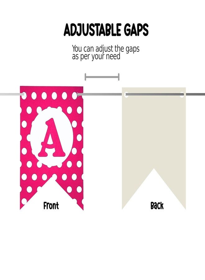 HK Balloons HK Balloon Birthday Decoration Banner For Women's Girl's Pink Happy Birthday Polka Dot Banner For Bunting Flag Decoration Item - Image 3